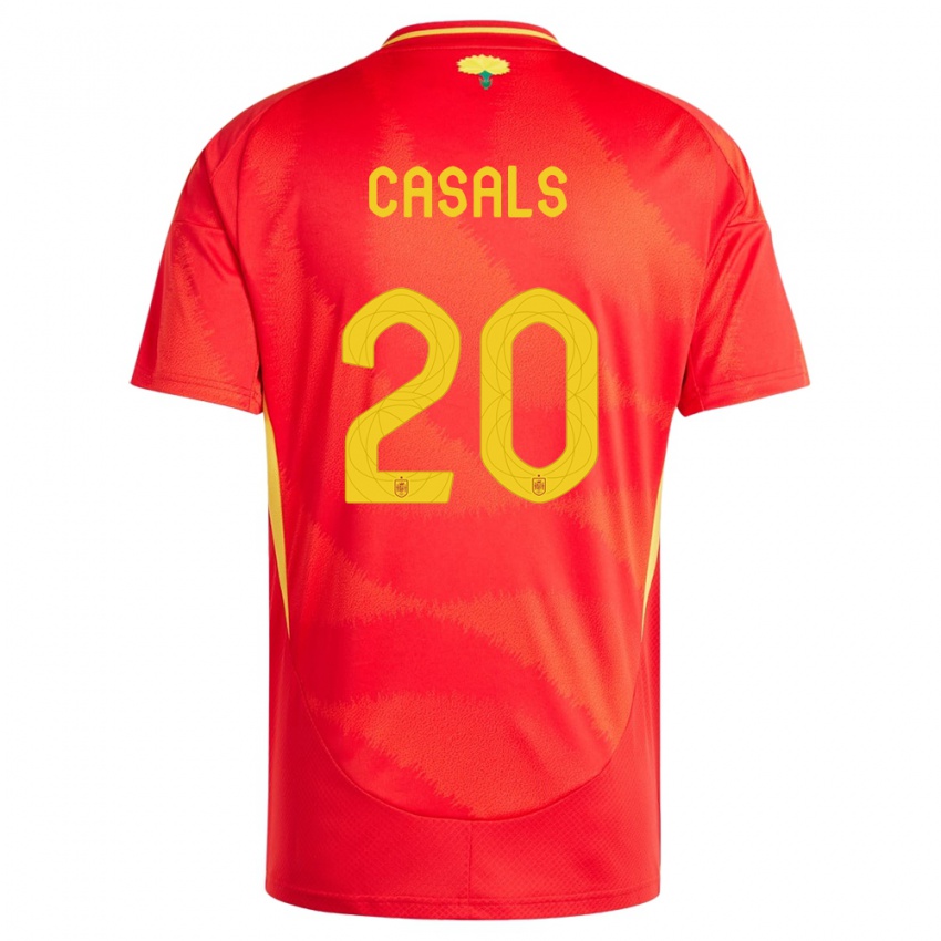 Uomo Maglia Spagna Joel Casals #20 Rosso Kit Gara Home 24-26 Maglietta