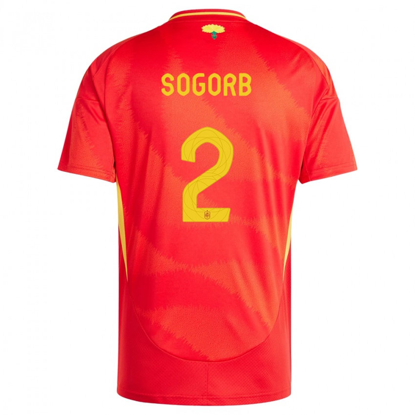 Uomo Maglia Spagna Carles Sogorb #2 Rosso Kit Gara Home 24-26 Maglietta