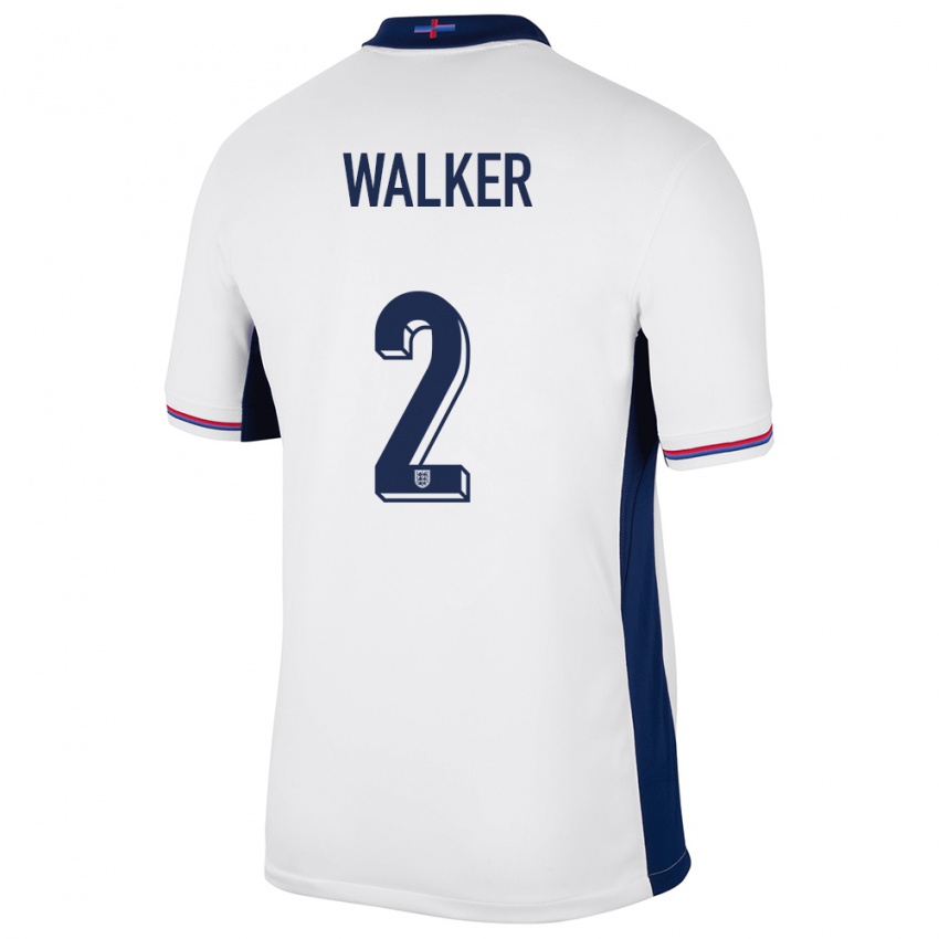 Uomo Maglia Inghilterra Kyle Walker #2 Bianco Kit Gara Home 24-26 Maglietta