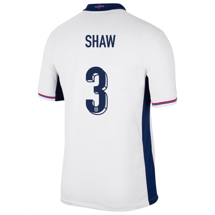 Uomo Maglia Inghilterra Luke Shaw #3 Bianco Kit Gara Home 24-26 Maglietta