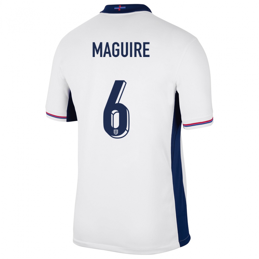 Uomo Maglia Inghilterra Harry Maguire #6 Bianco Kit Gara Home 24-26 Maglietta