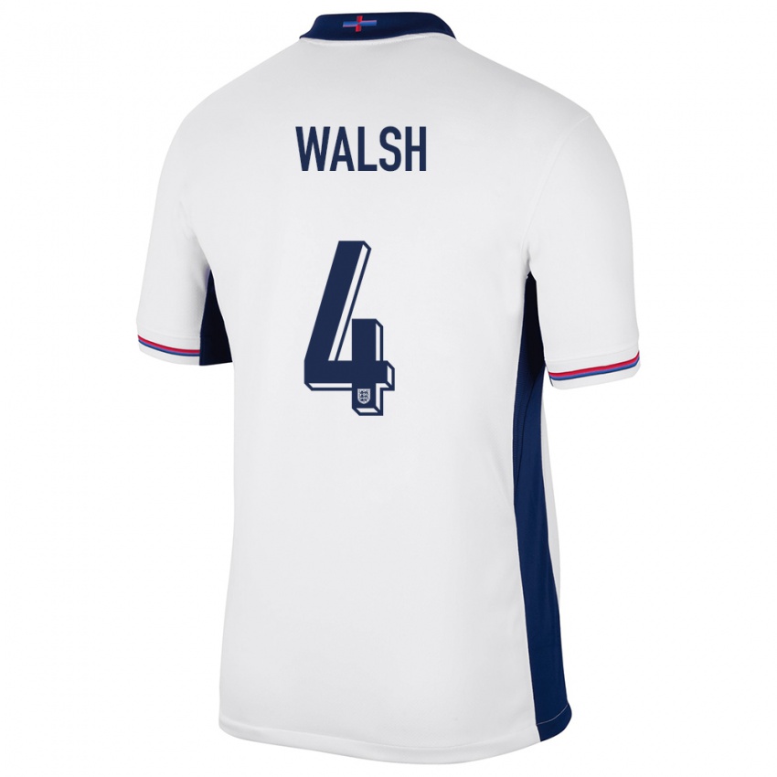 Uomo Maglia Inghilterra Keira Walsh #4 Bianco Kit Gara Home 24-26 Maglietta