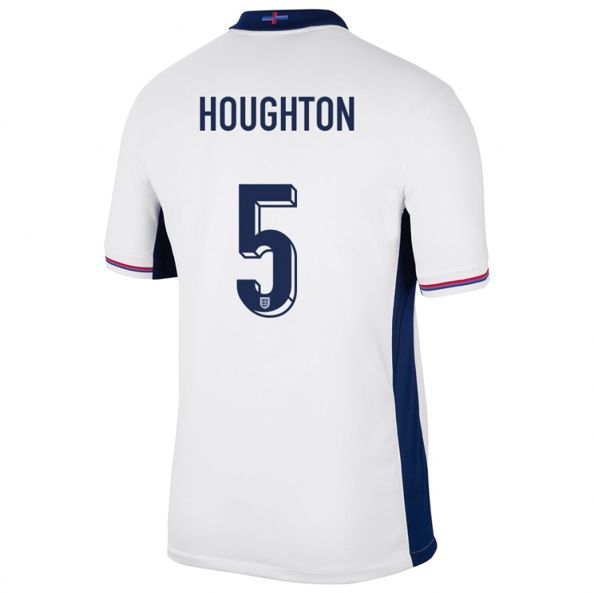 Uomo Maglia Inghilterra Steph Houghton #5 Bianco Kit Gara Home 24-26 Maglietta