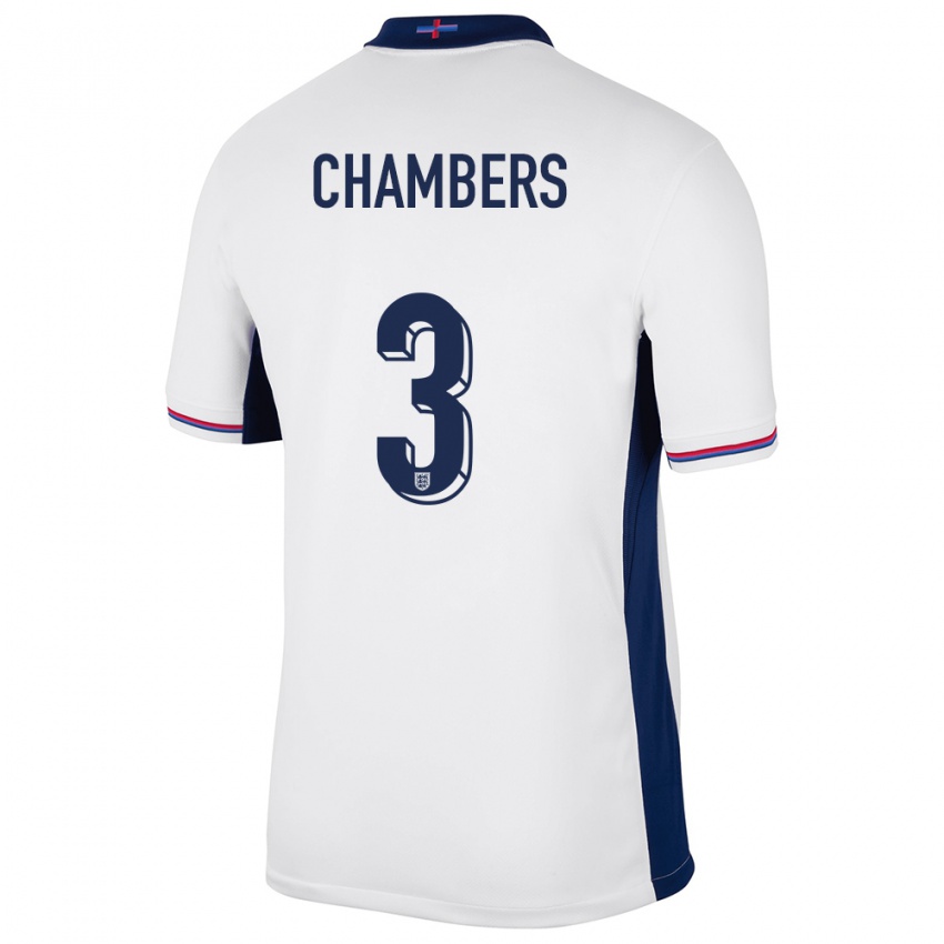 Uomo Maglia Inghilterra Luke Chambers #3 Bianco Kit Gara Home 24-26 Maglietta
