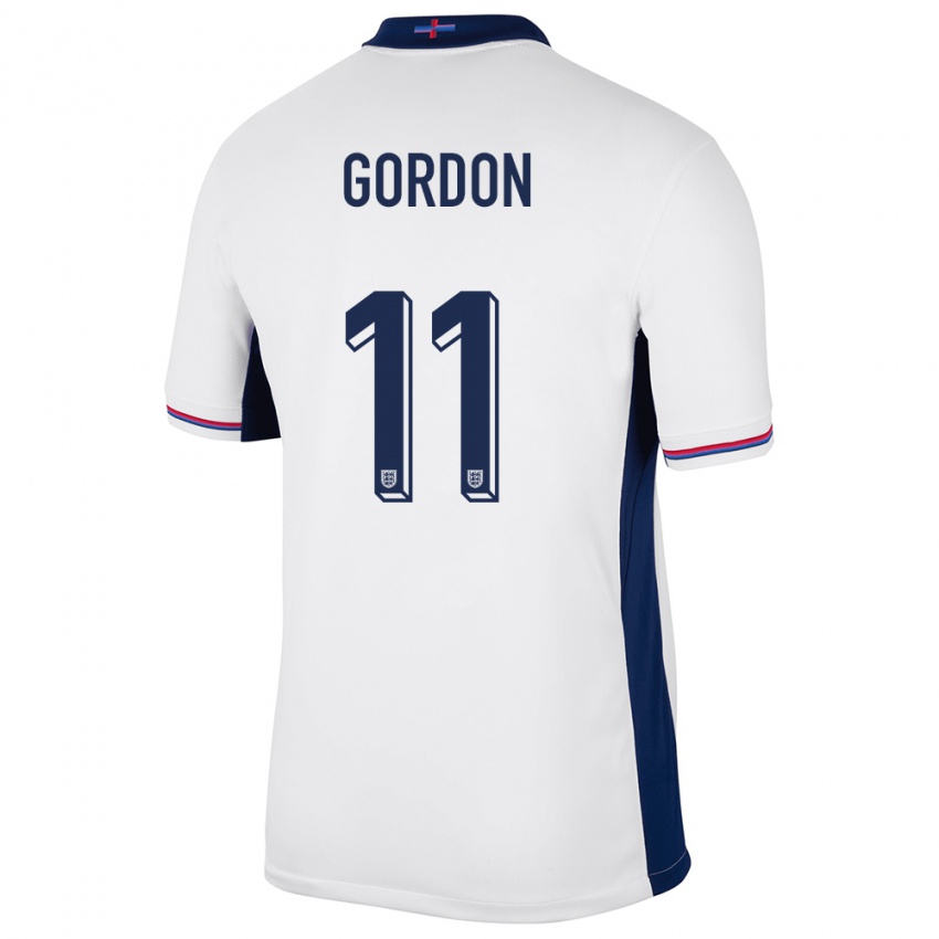 Uomo Maglia Inghilterra Anthony Gordon #11 Bianco Kit Gara Home 24-26 Maglietta