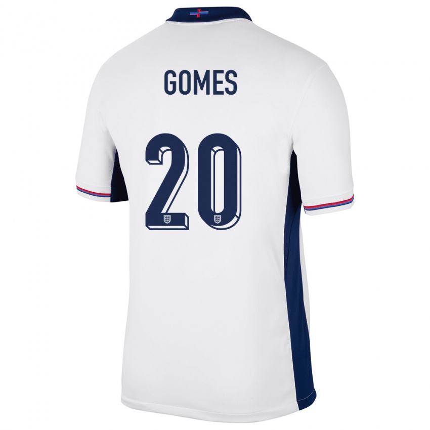 Uomo Maglia Inghilterra Angel Gomes #20 Bianco Kit Gara Home 24-26 Maglietta