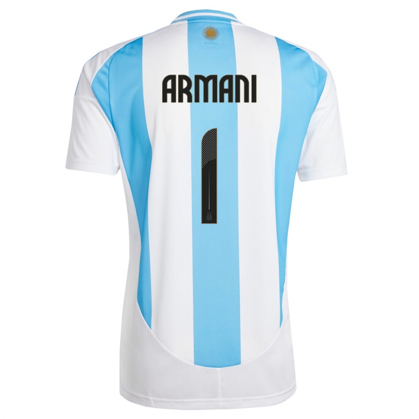Uomo Maglia Argentina Franco Armani #1 Bianco Blu Kit Gara Home 24-26 Maglietta