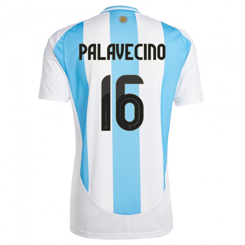 Uomo Maglia Argentina Nicolas Palavecino #16 Bianco Blu Kit Gara Home 24-26 Maglietta