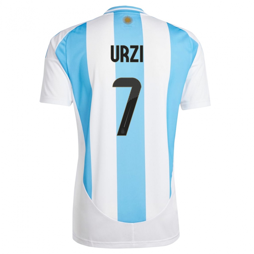 Uomo Maglia Argentina Agustin Urzi #7 Bianco Blu Kit Gara Home 24-26 Maglietta