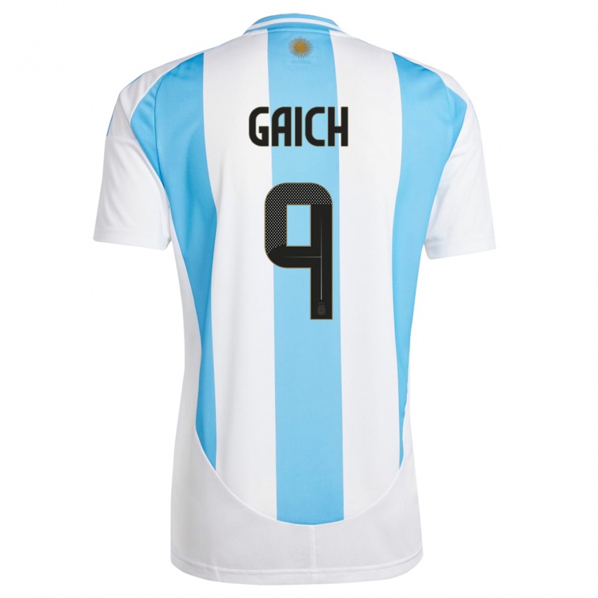 Uomo Maglia Argentina Adolfo Gaich #9 Bianco Blu Kit Gara Home 24-26 Maglietta