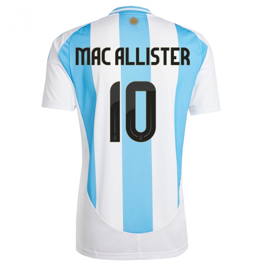 Uomo Maglia Argentina Alexis Mac Allister #10 Bianco Blu Kit Gara Home 24-26 Maglietta
