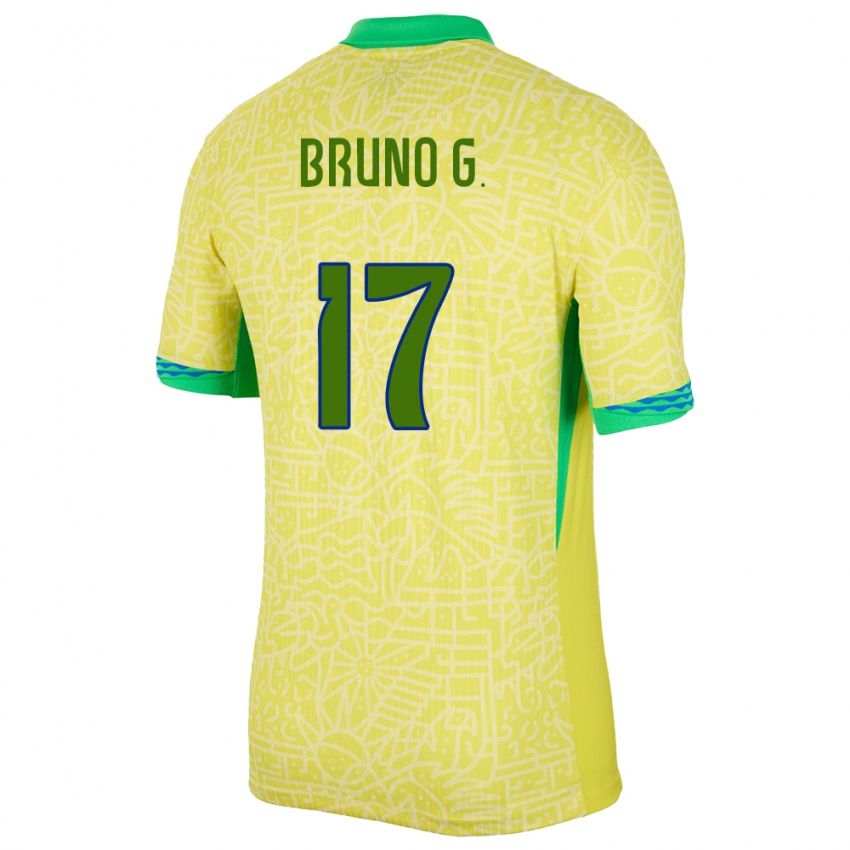 Uomo Maglia Brasile Bruno Guimaraes #17 Giallo Kit Gara Home 24-26 Maglietta