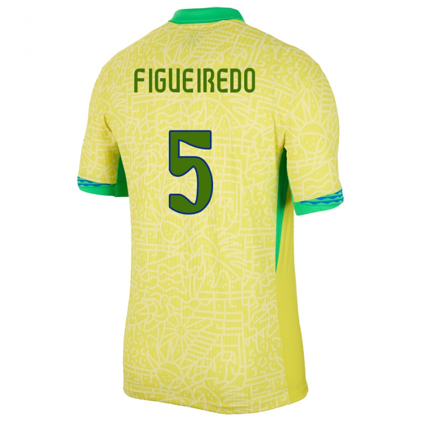 Uomo Maglia Brasile Vitor Figueiredo #5 Giallo Kit Gara Home 24-26 Maglietta