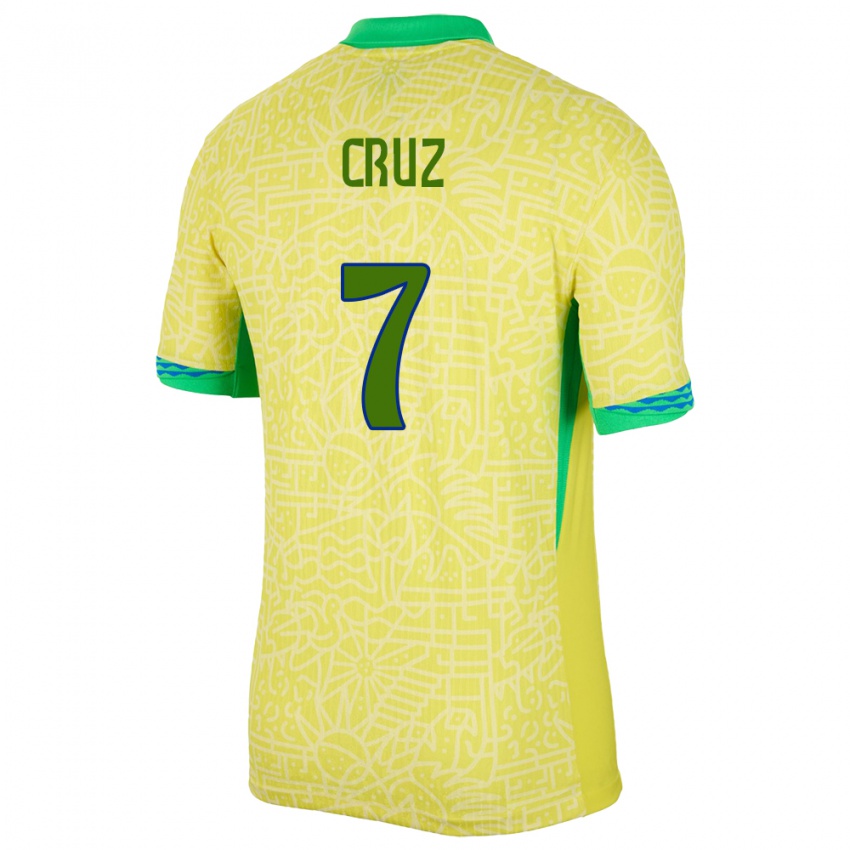 Uomo Maglia Brasile Joao Cruz #7 Giallo Kit Gara Home 24-26 Maglietta