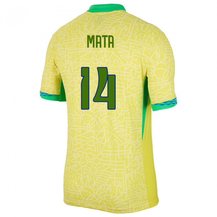 Uomo Maglia Brasile Da Mata #14 Giallo Kit Gara Home 24-26 Maglietta