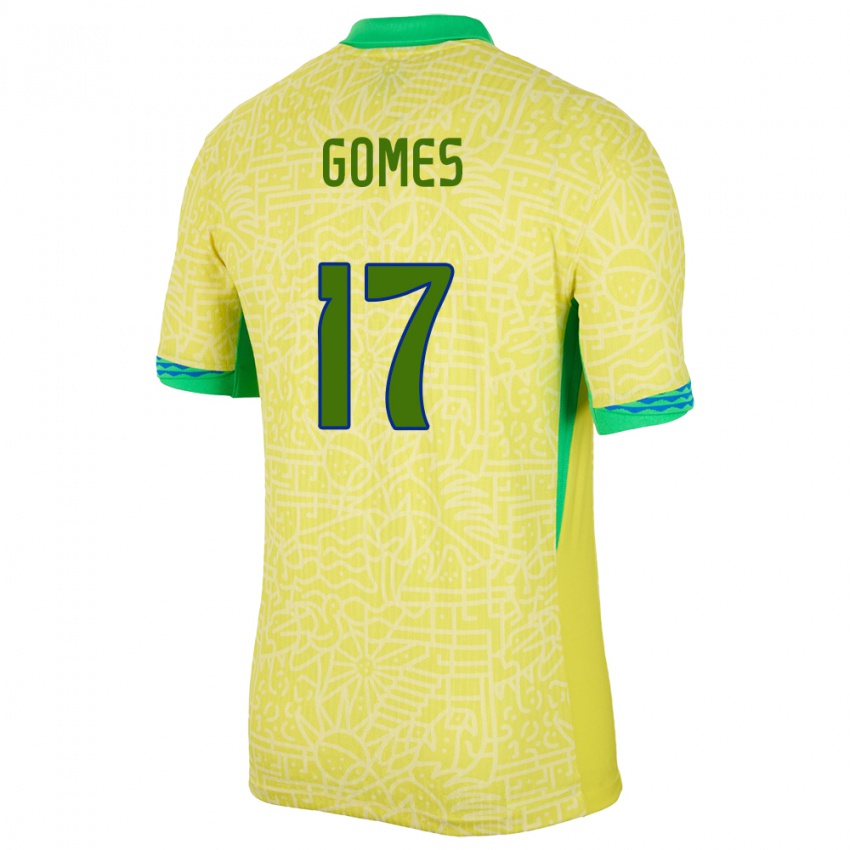 Uomo Maglia Brasile William Gomes #17 Giallo Kit Gara Home 24-26 Maglietta
