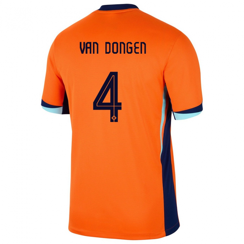 Uomo Maglia Paesi Bassi Merel Van Dongen #4 Arancia Kit Gara Home 24-26 Maglietta
