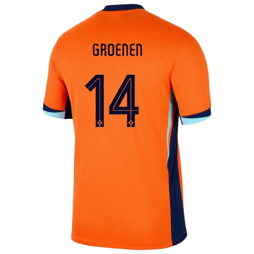 Uomo Maglia Paesi Bassi Jackie Groenen #14 Arancia Kit Gara Home 24-26 Maglietta