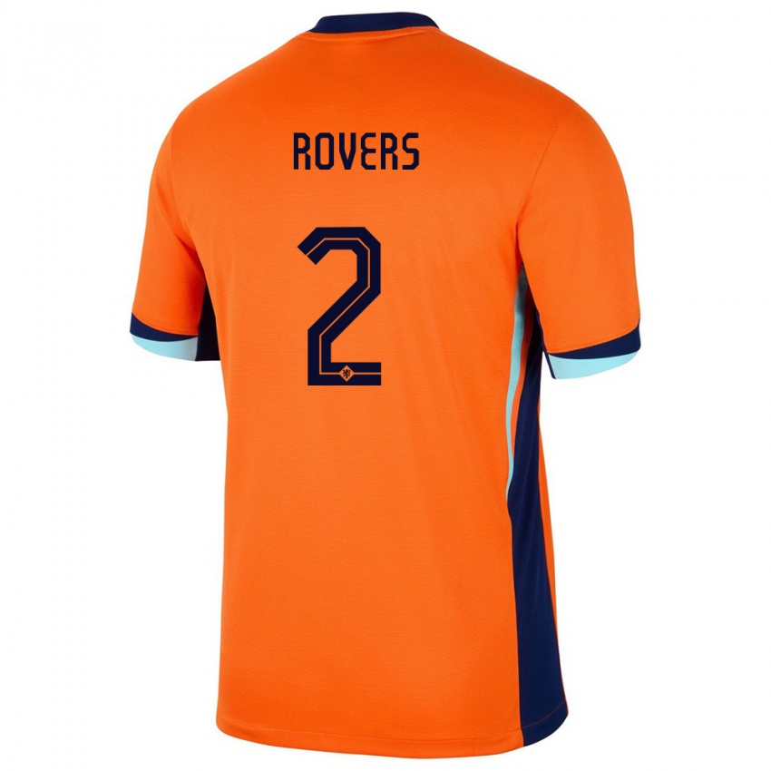 Uomo Maglia Paesi Bassi Bram Rovers #2 Arancia Kit Gara Home 24-26 Maglietta