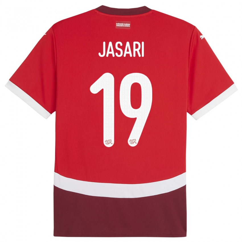 Uomo Maglia Svizzera Ardon Jasari #19 Rosso Kit Gara Home 24-26 Maglietta