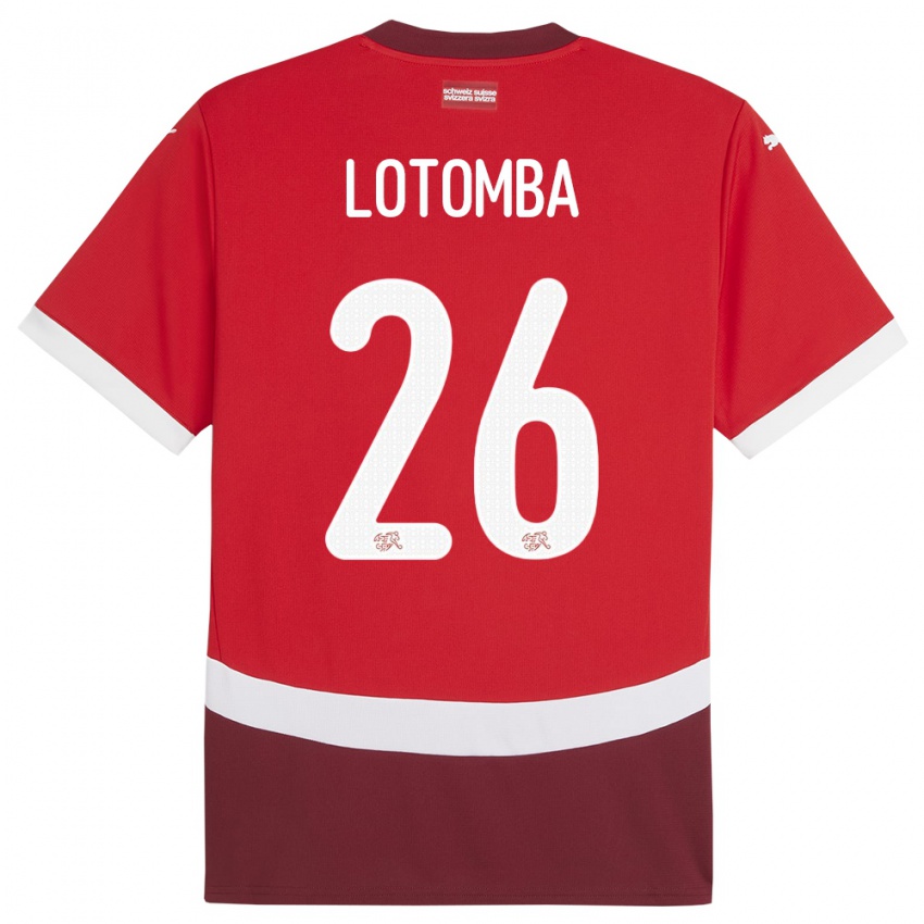 Uomo Maglia Svizzera Jordan Lotomba #26 Rosso Kit Gara Home 24-26 Maglietta