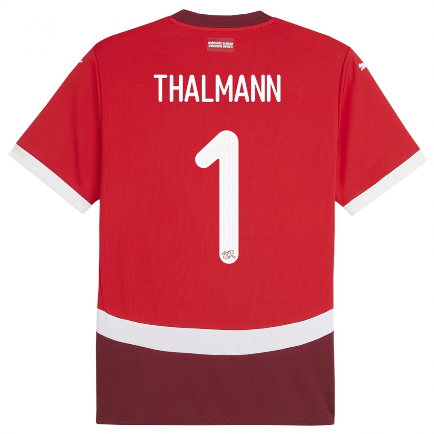 Uomo Maglia Svizzera Gaelle Thalmann #1 Rosso Kit Gara Home 24-26 Maglietta