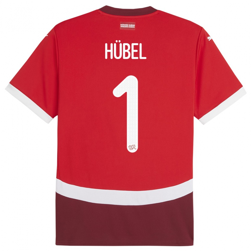 Uomo Maglia Svizzera Marvin Hubel #1 Rosso Kit Gara Home 24-26 Maglietta
