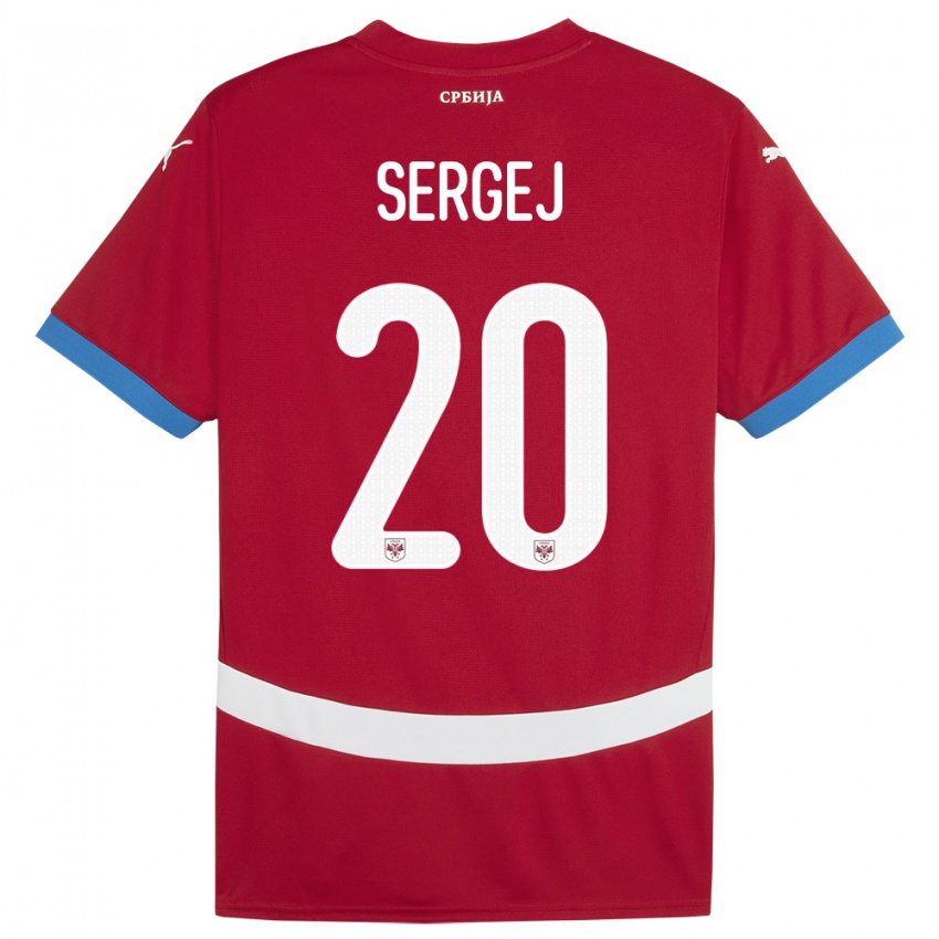 Uomo Maglia Serbia Sergej Milinkovic-Savic #20 Rosso Kit Gara Home 24-26 Maglietta