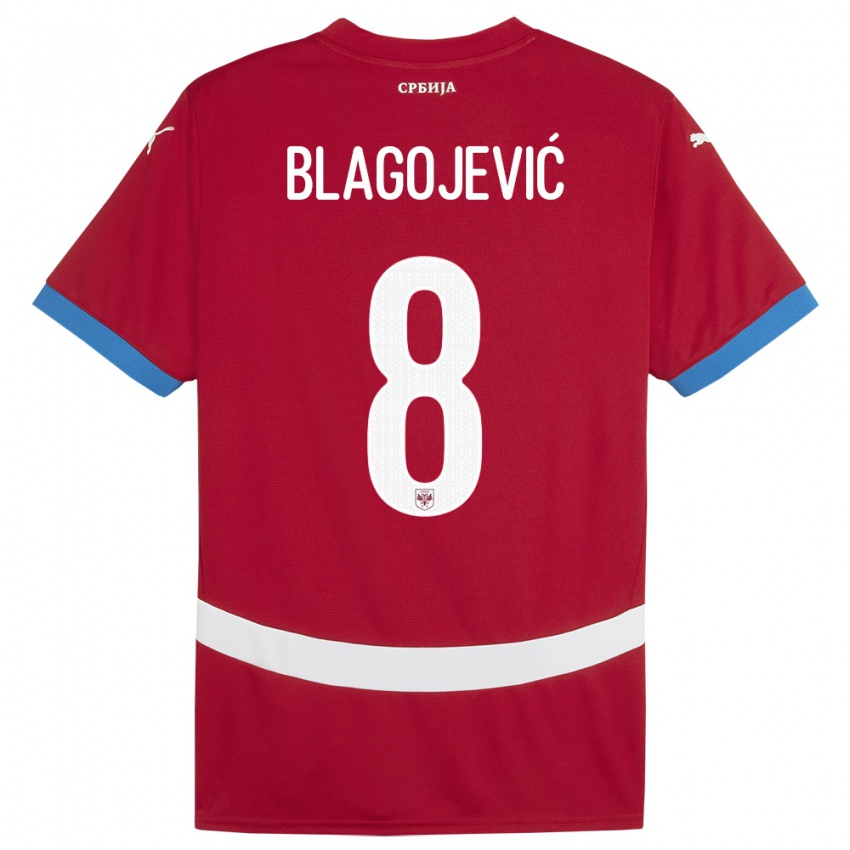 Uomo Maglia Serbia Dina Blagojevic #8 Rosso Kit Gara Home 24-26 Maglietta
