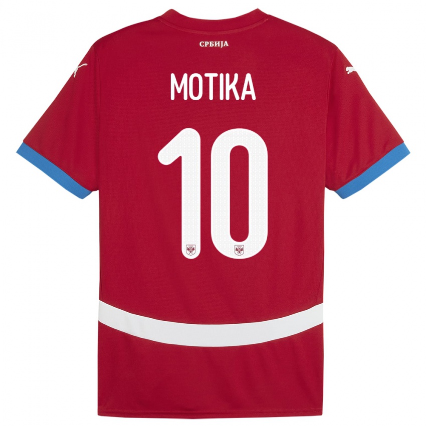 Uomo Maglia Serbia Nemanja Motika #10 Rosso Kit Gara Home 24-26 Maglietta