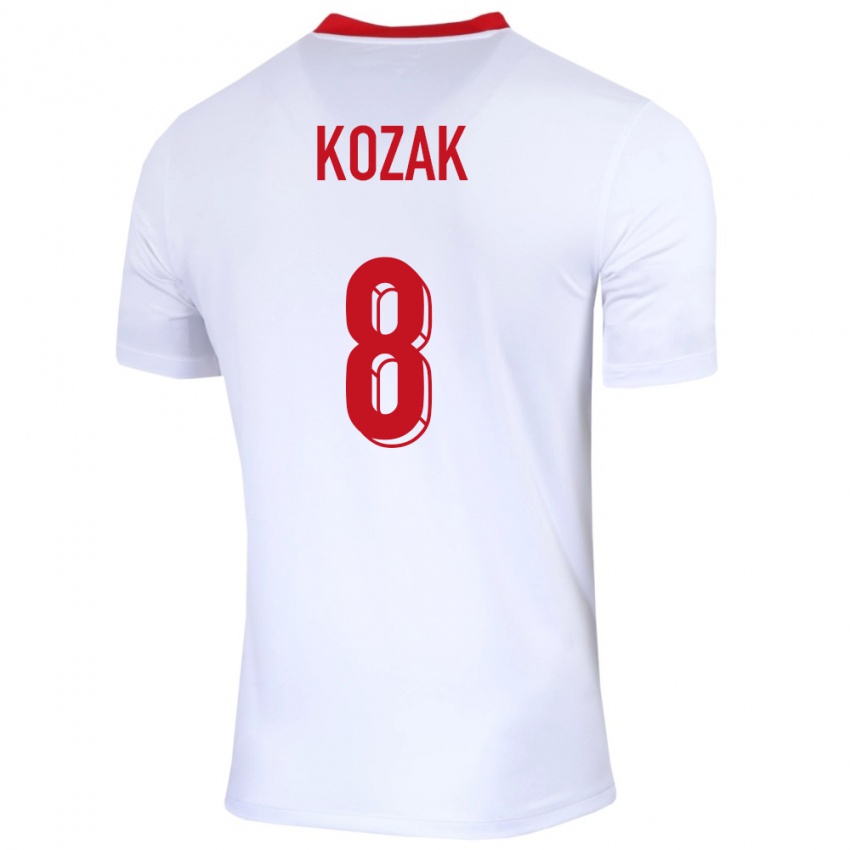 Uomo Maglia Polonia Kinga Kozak #8 Bianco Kit Gara Home 24-26 Maglietta