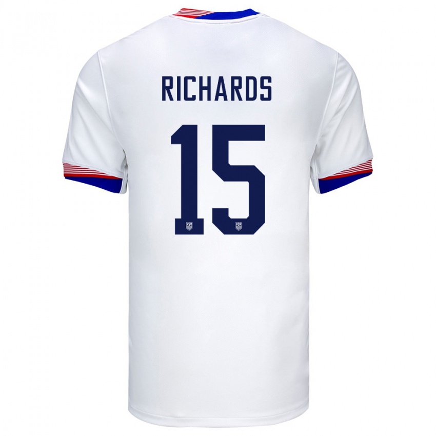 Uomo Maglia Stati Uniti Chris Richards #15 Bianco Kit Gara Home 24-26 Maglietta