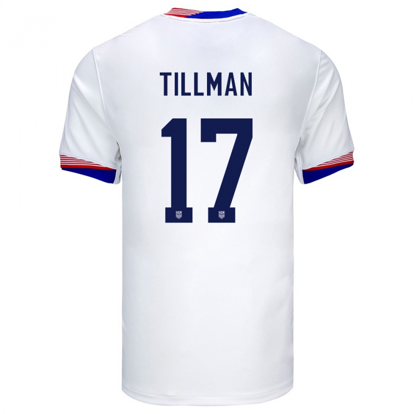 Uomo Maglia Stati Uniti Malik Tillman #17 Bianco Kit Gara Home 24-26 Maglietta