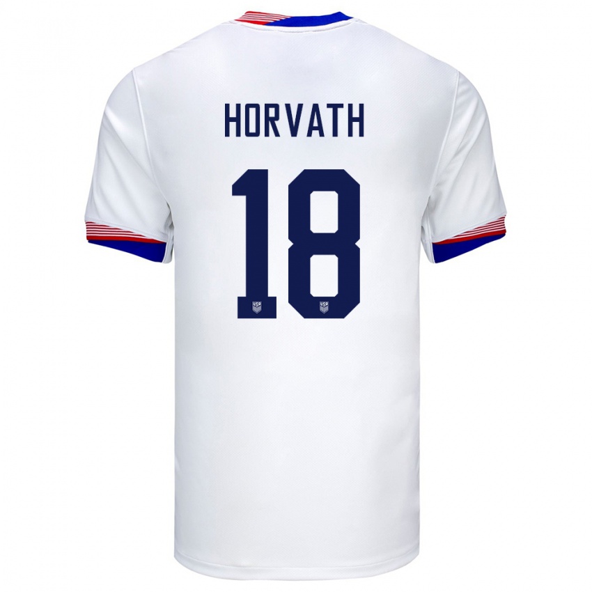Uomo Maglia Stati Uniti Ethan Horvath #18 Bianco Kit Gara Home 24-26 Maglietta