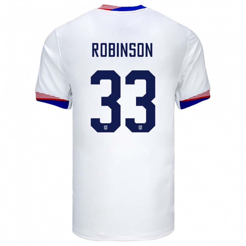 Uomo Maglia Stati Uniti Antonee Robinson #33 Bianco Kit Gara Home 24-26 Maglietta