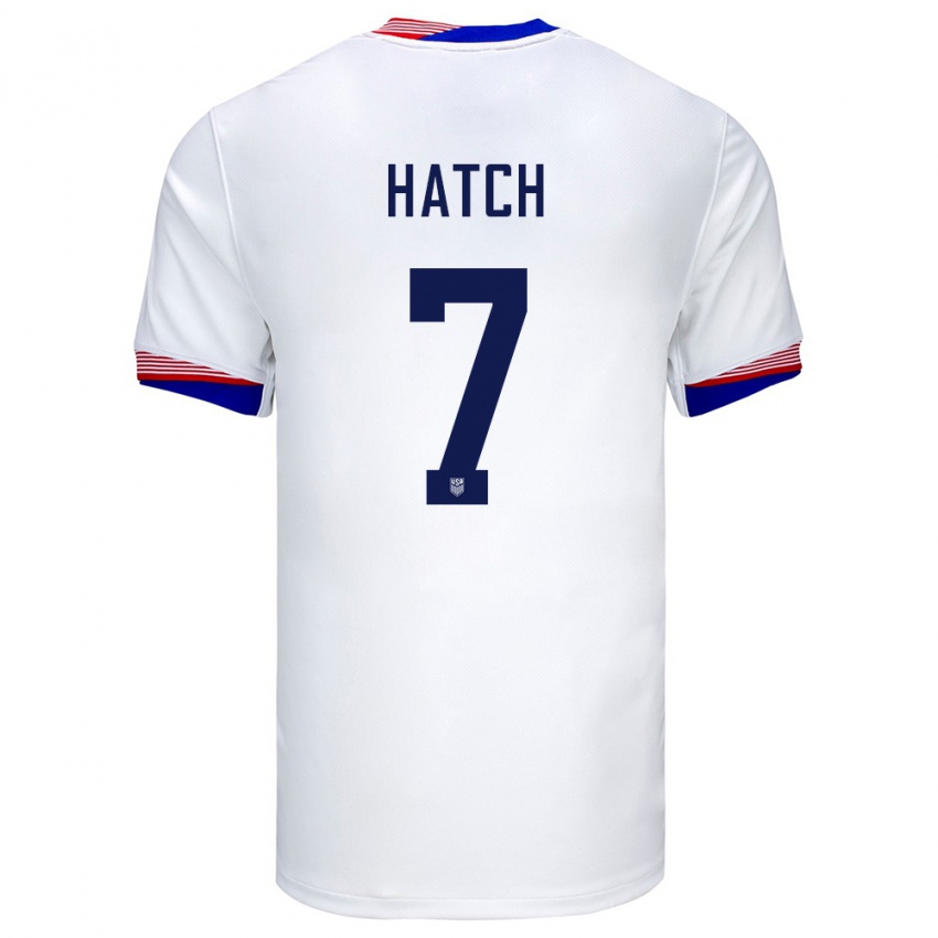 Uomo Maglia Stati Uniti Ashley Hatch #7 Bianco Kit Gara Home 24-26 Maglietta