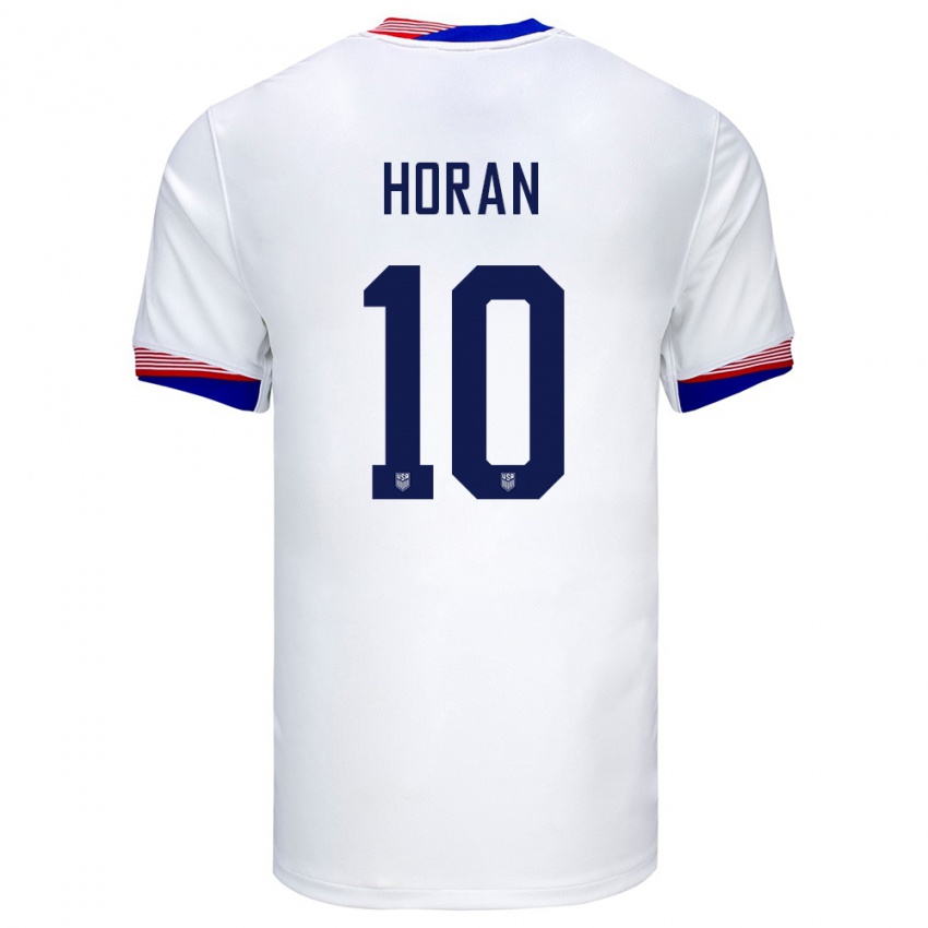 Uomo Maglia Stati Uniti Lindsey Horan #10 Bianco Kit Gara Home 24-26 Maglietta