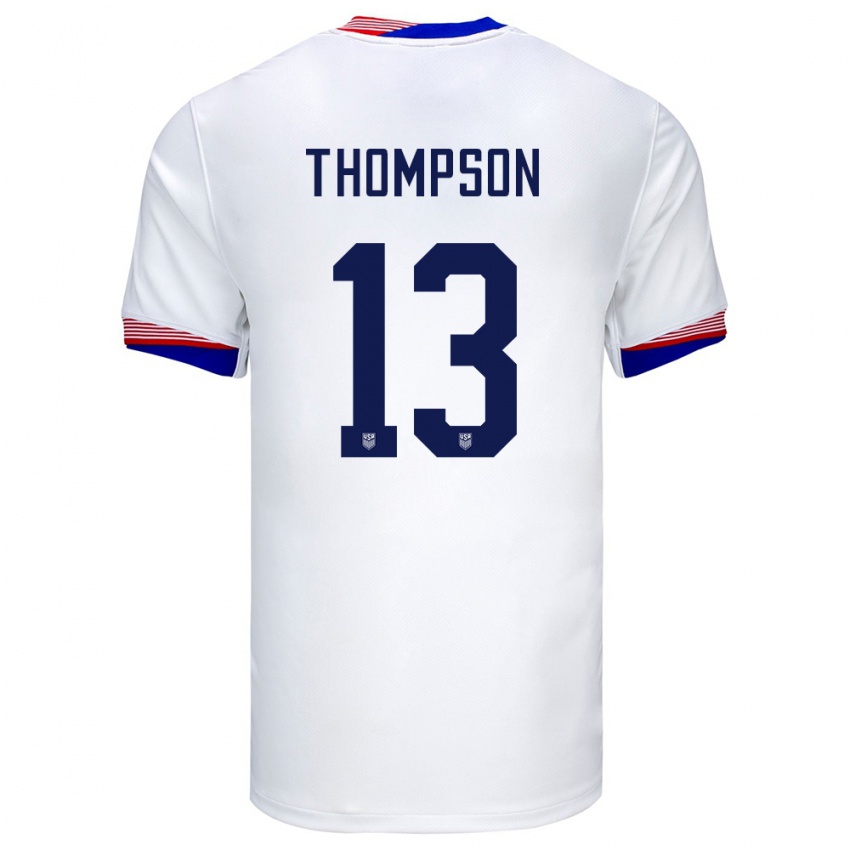 Uomo Maglia Stati Uniti Alyssa Thompson #13 Bianco Kit Gara Home 24-26 Maglietta