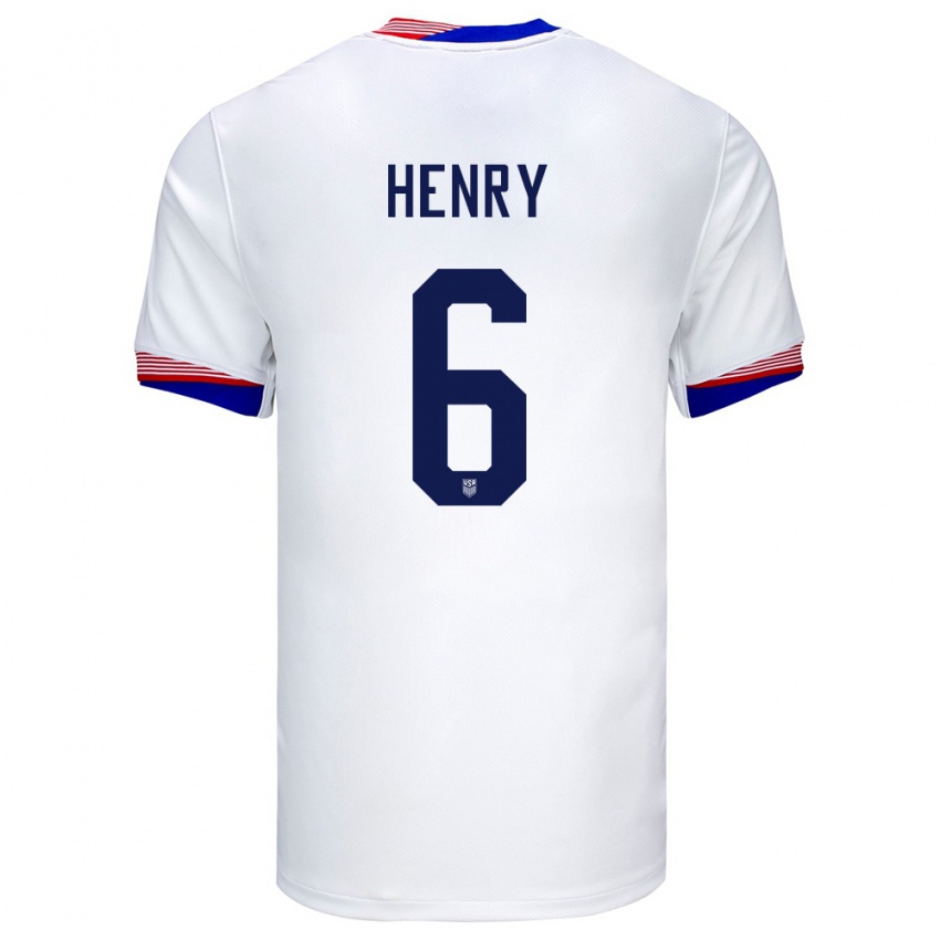 Uomo Maglia Stati Uniti Kobi Henry #6 Bianco Kit Gara Home 24-26 Maglietta