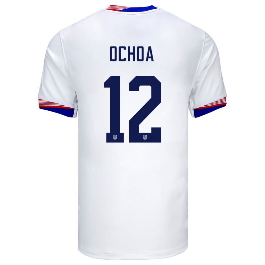 Uomo Maglia Stati Uniti Emmanuel Ochoa #12 Bianco Kit Gara Home 24-26 Maglietta