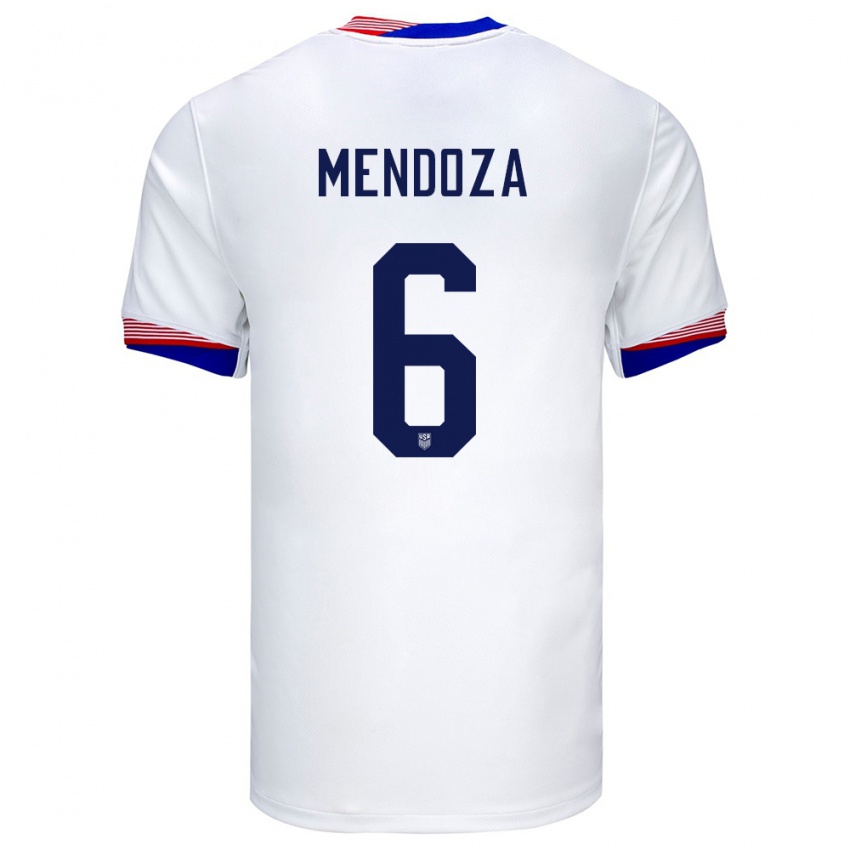 Uomo Maglia Stati Uniti Edwyn Mendoza #6 Bianco Kit Gara Home 24-26 Maglietta