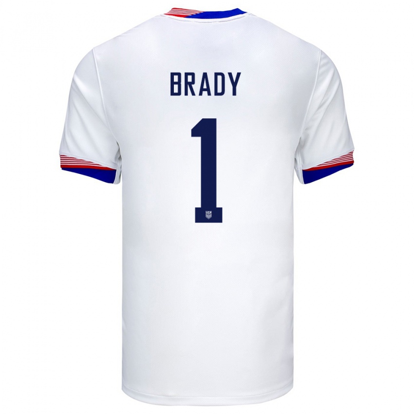 Uomo Maglia Stati Uniti Chris Brady #1 Bianco Kit Gara Home 24-26 Maglietta