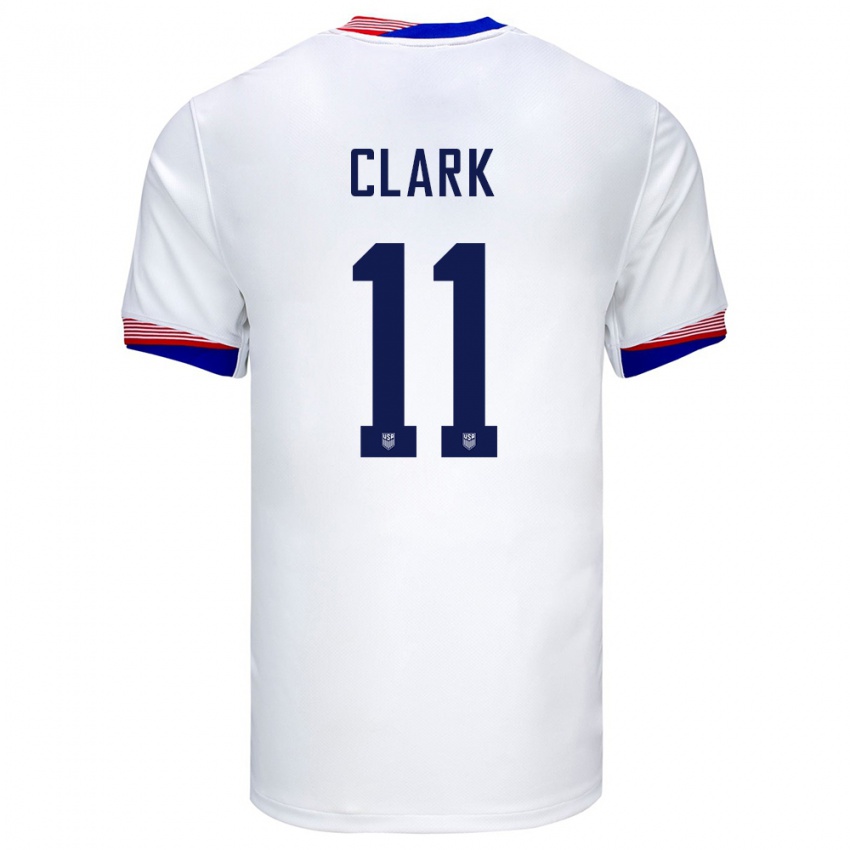 Uomo Maglia Stati Uniti Caden Clark #11 Bianco Kit Gara Home 24-26 Maglietta