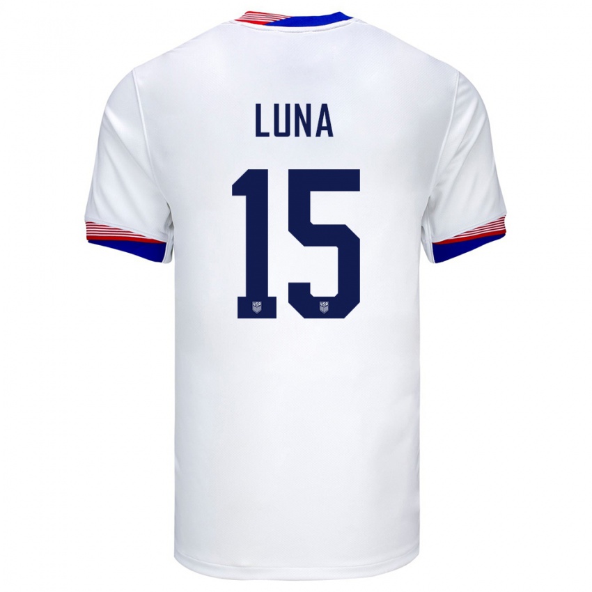 Uomo Maglia Stati Uniti Diego Luna #15 Bianco Kit Gara Home 24-26 Maglietta