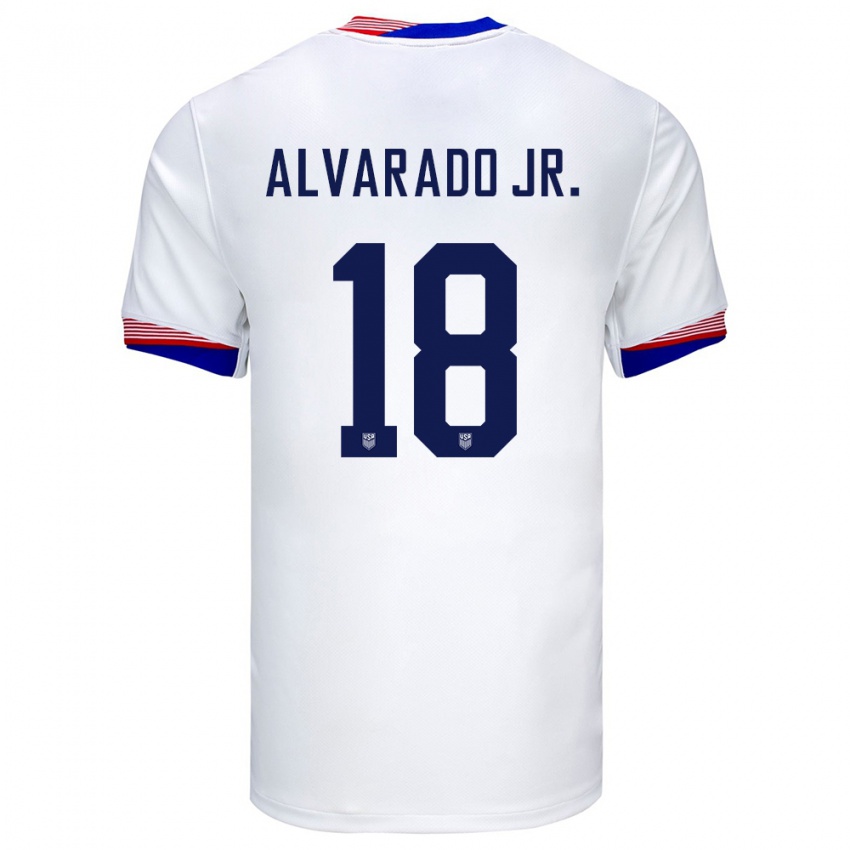 Uomo Maglia Stati Uniti Alejandro Alvarado Jr #18 Bianco Kit Gara Home 24-26 Maglietta