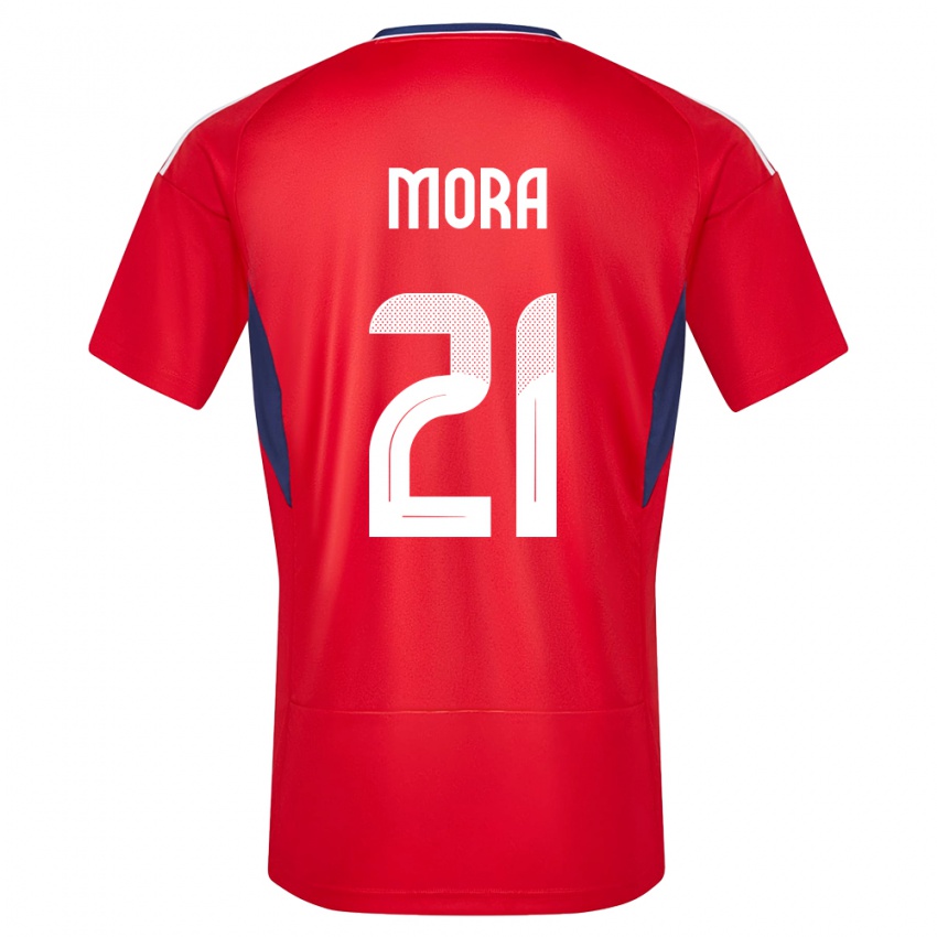 Uomo Maglia Costa Rica Carlos Mora #21 Rosso Kit Gara Home 24-26 Maglietta