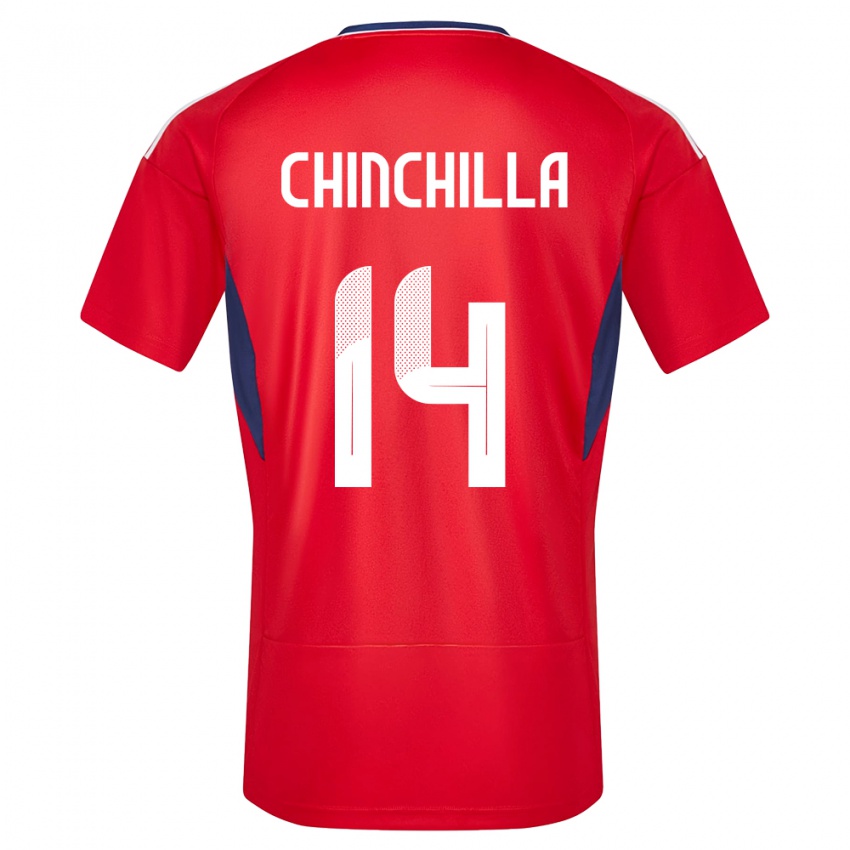 Uomo Maglia Costa Rica Priscila Chinchilla #14 Rosso Kit Gara Home 24-26 Maglietta
