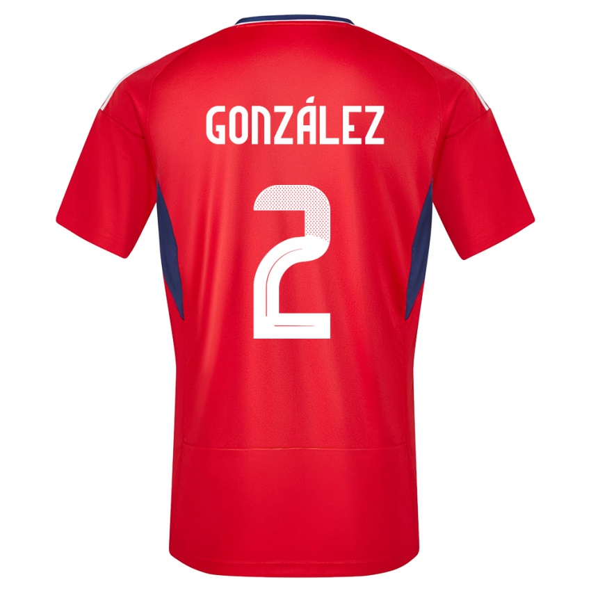 Uomo Maglia Costa Rica Julian Gonzalez #2 Rosso Kit Gara Home 24-26 Maglietta