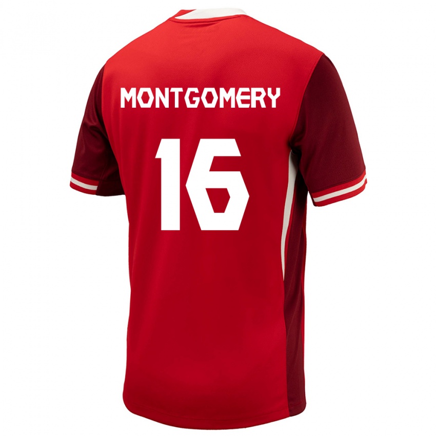 Uomo Maglia Canada Callum Montgomery #16 Rosso Kit Gara Home 24-26 Maglietta