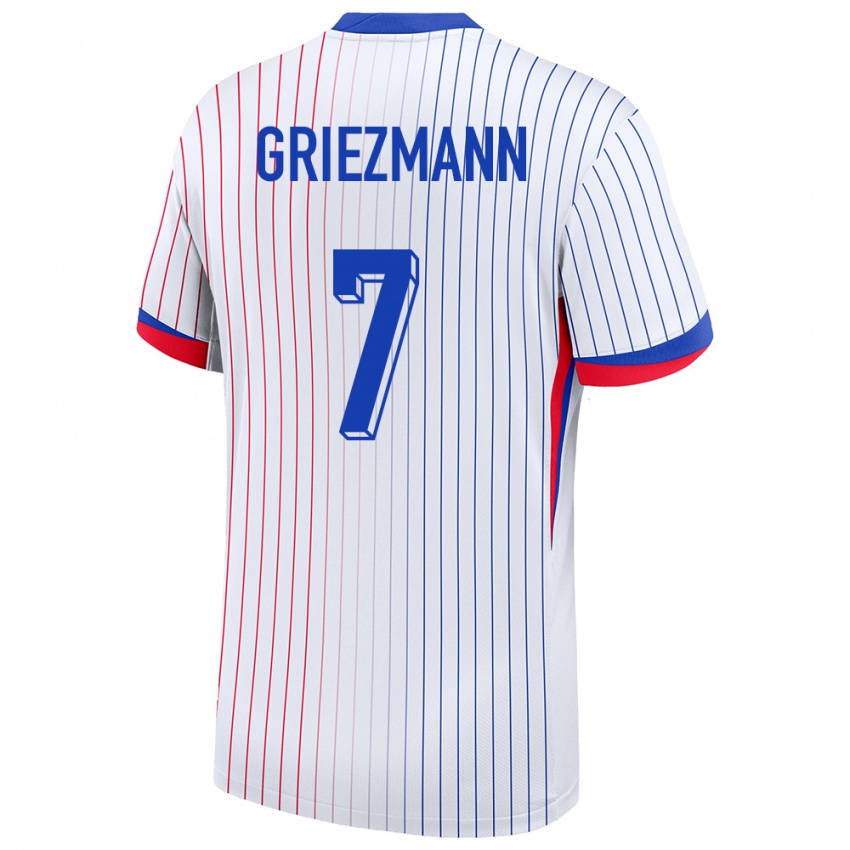 Uomo Maglia Francia Antoine Griezmann #7 Bianco Kit Gara Away 24-26 Maglietta